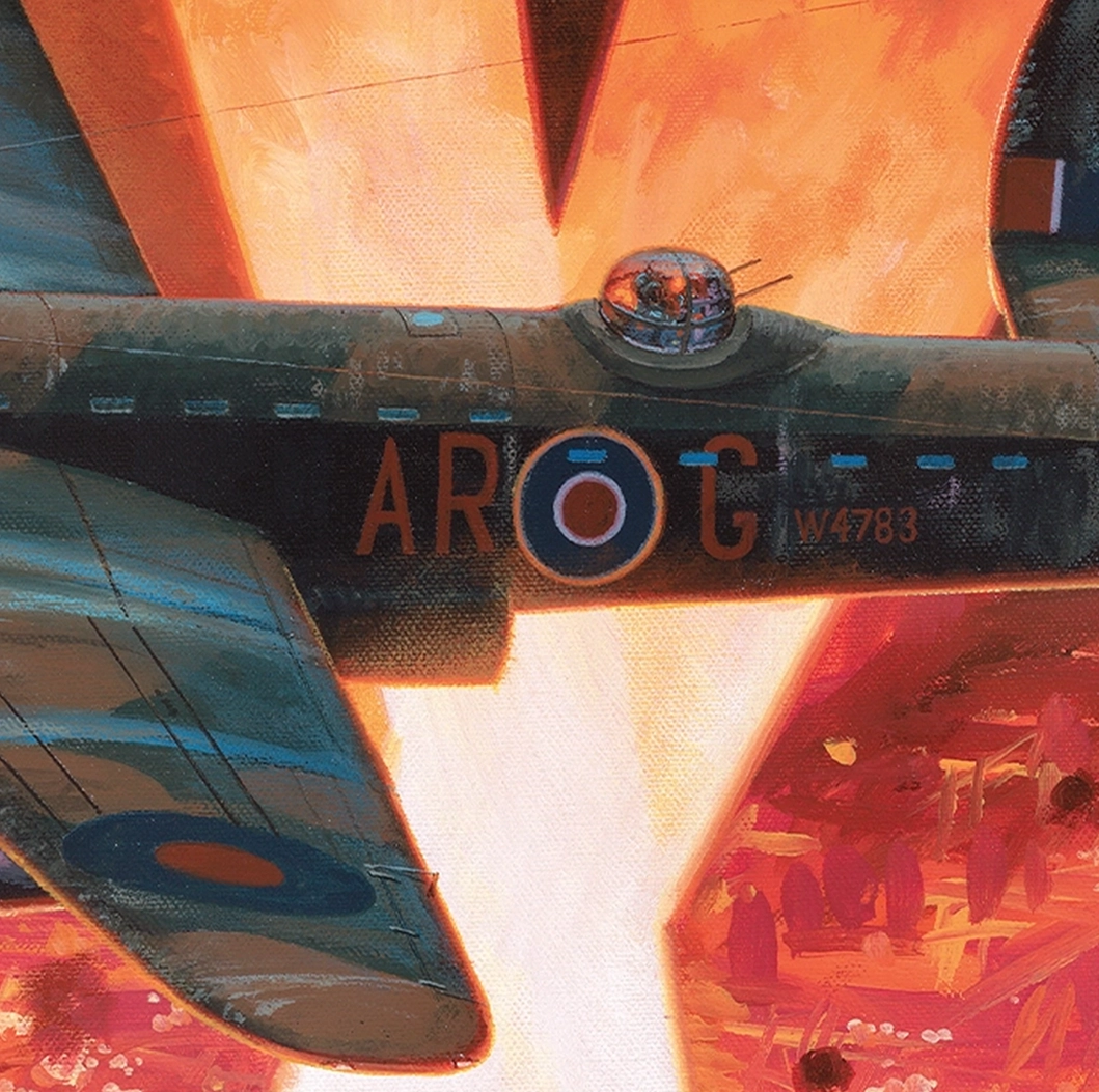 Detail of the middle of a Lancaster in the Into the Cauldron Artwork